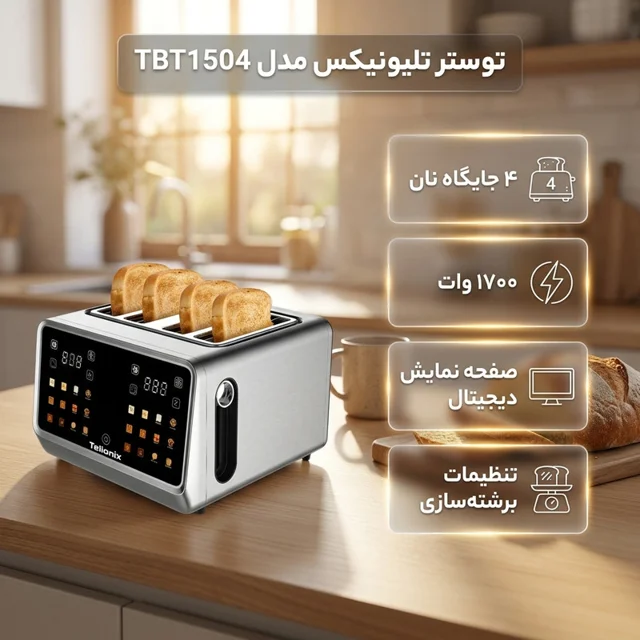 توستر ۴ اسلایس تلیونیکس مدل TBT1504 102624591