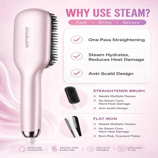 برس حرارتی بخاردار شیگلم مدل Hydra Shot Steam straightening brush Pro وزن 775 گرم با مخزن  102624459
