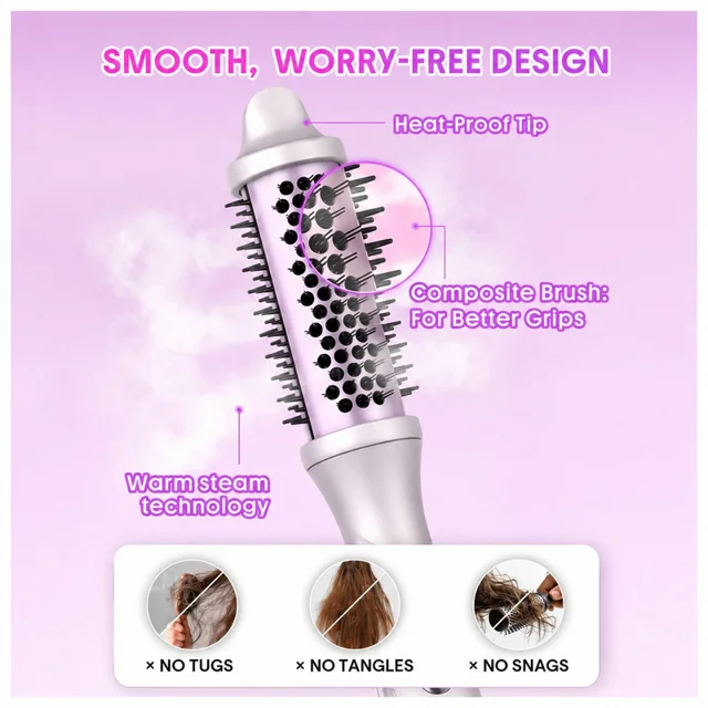 دستگاه حالت‌دهنده مو شیگلم مدل Hydra Shot Steam Blowout Brush Pro سایز 38 میلی‌متر با تکنو 102704037