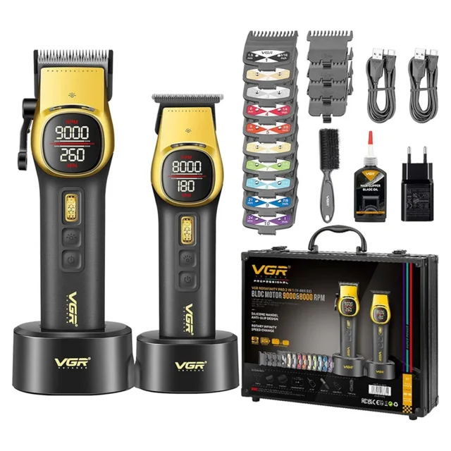 ماشین اصلاح موی سر و صورت شارژی وی جی ار مدل V-885 S2 مجموعه 2 عددی 102940256