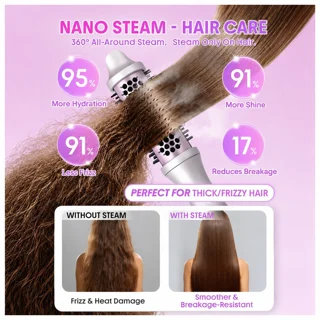 دستگاه حالت‌دهنده مو شیگلم مدل Hydra Shot Steam Blowout Brush Pro سایز 38 میلی‌متر با تکنو 102704040