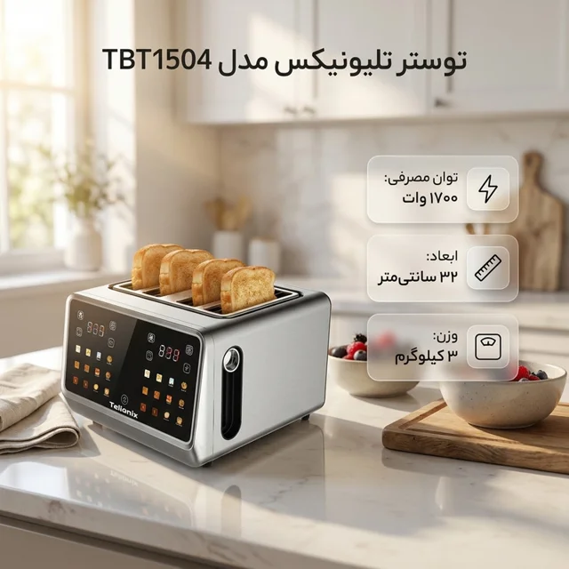توستر ۴ اسلایس تلیونیکس مدل TBT1504 102624589