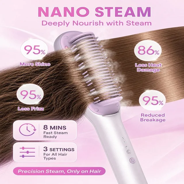برس حرارتی بخاردار شیگلم مدل Hydra Shot Steam straightening brush Pro وزن 775 گرم با مخزن  102624456