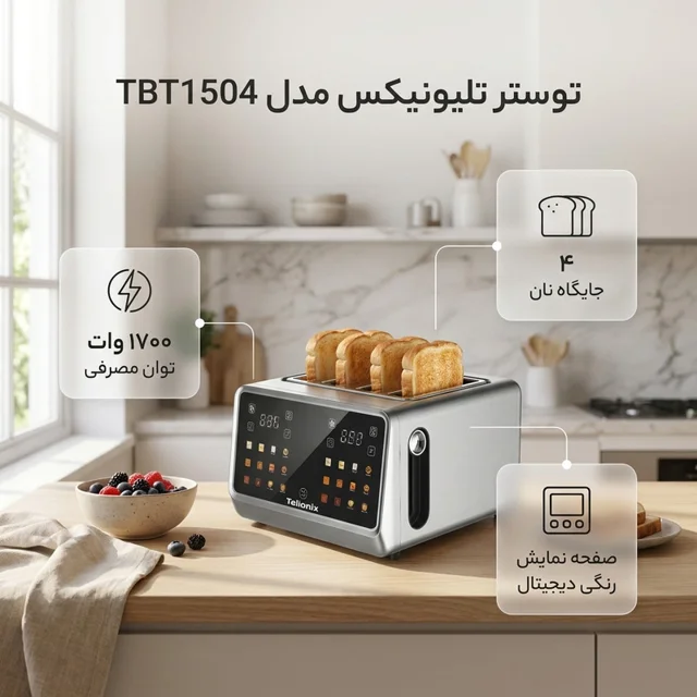توستر ۴ اسلایس تلیونیکس مدل TBT1504 102624592
