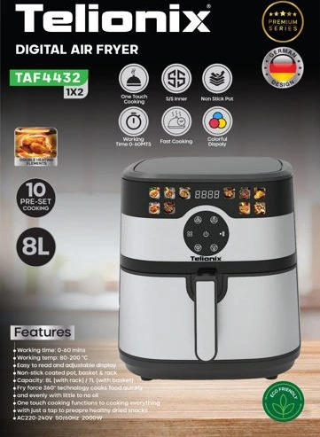 سرخ کن تلیونیکس مدل TAF4432 ظرفیت ۸ لیتر بدون روغن